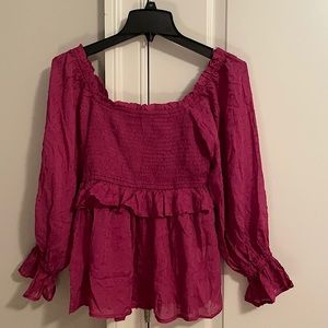 Smocked Magenta Blouse